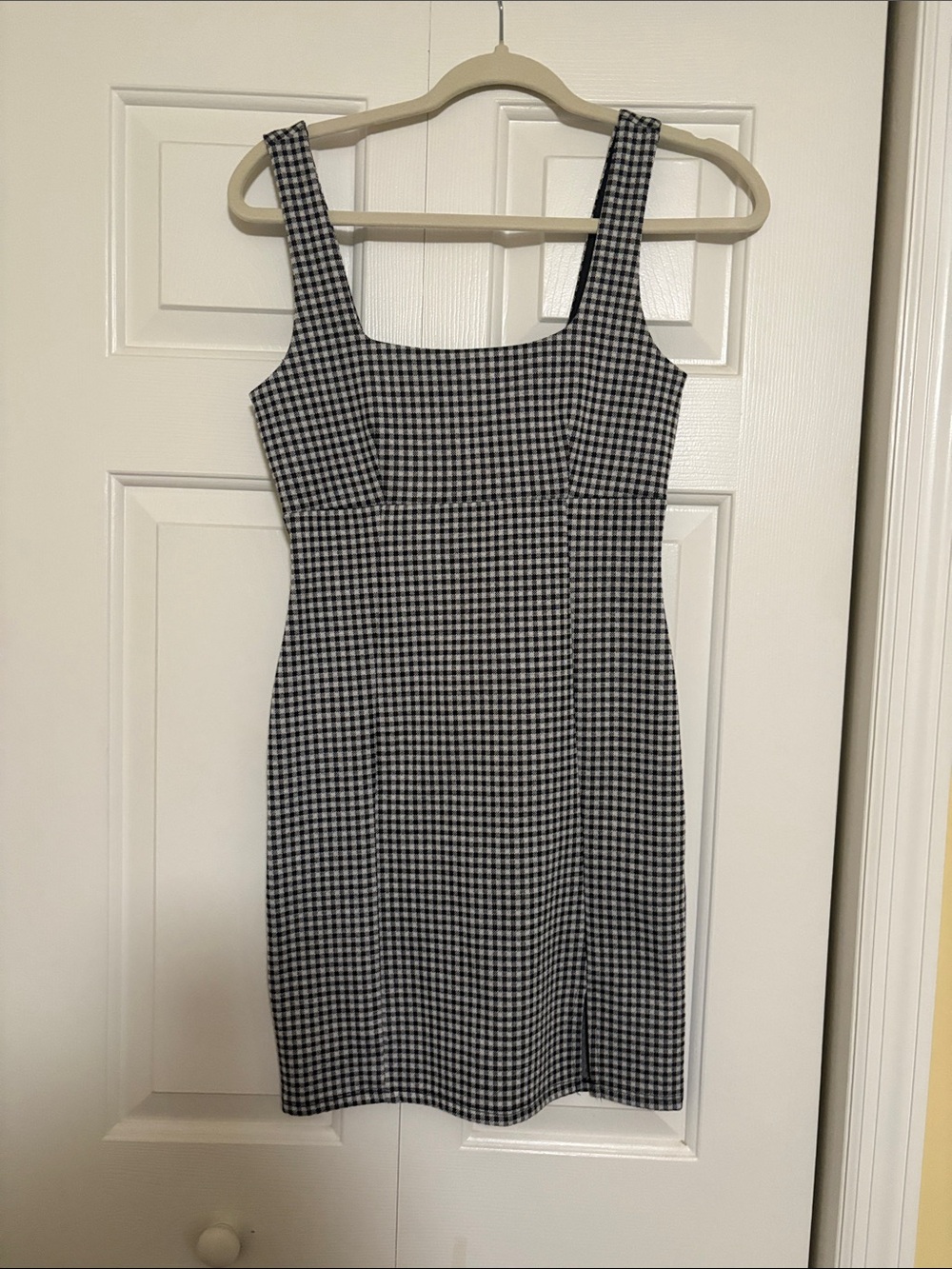 Forever 21 Black and White Gingham Square-Neck Mini Dress